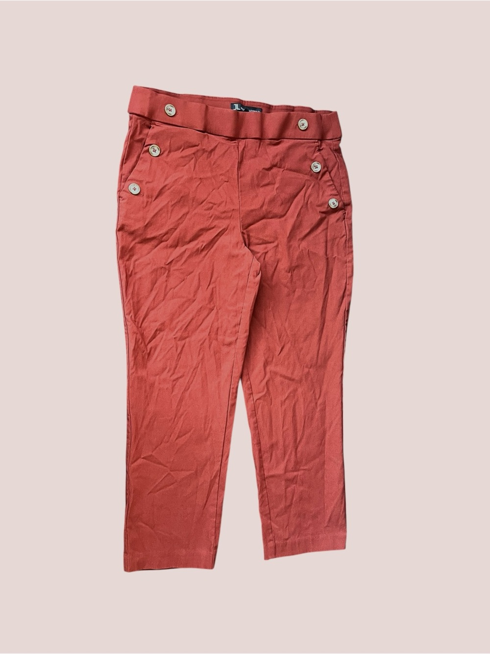 Jules & Leopold Pull-On Button Detail Cropped Pants Size Large